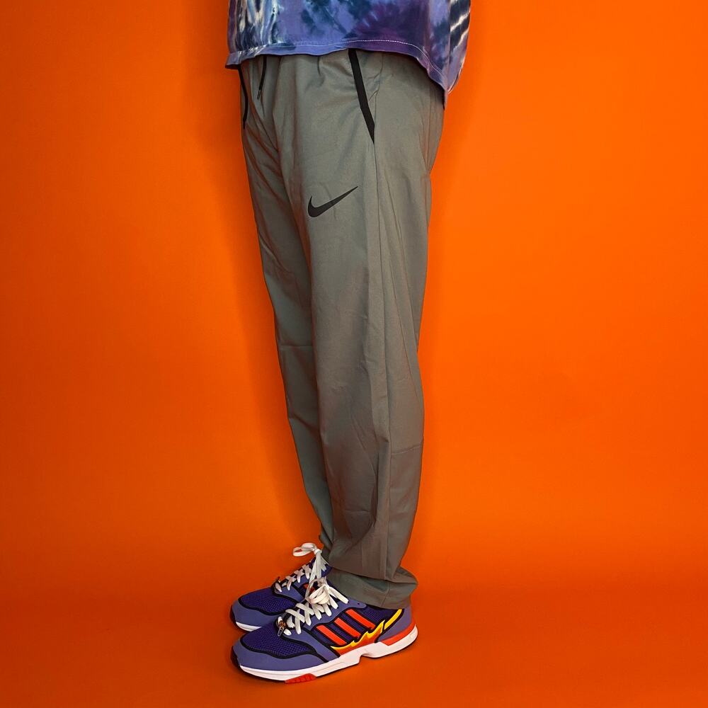 Vintage Y2K Nike Track Pants Mens M Grey Dri Fit Polyester Sweatpants Black
